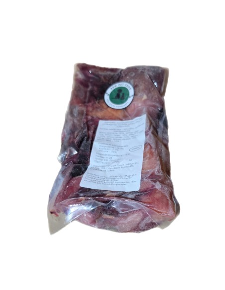 Frozen pet food mix in chunks
